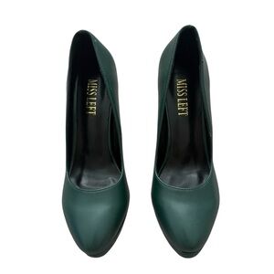 Miss Left Green Vegan Leather Closed Toe Slip-On Pumps Heels 7.5